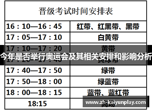 今年是否举行奥运会及其相关安排和影响分析
